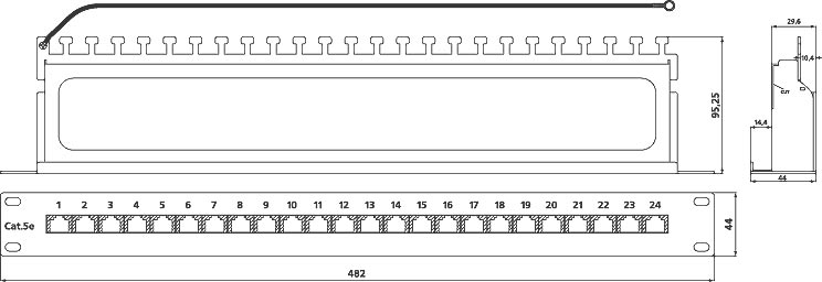 Экранированная патч-панель категории 5e, PP-19-24-8P8C-C5e-SH-110D Hyperline