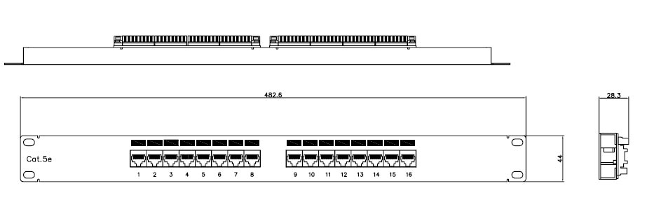Патч-панель 16 портов категории 5e, PP3-19-16-8P8C-C5e-110D Hyperline