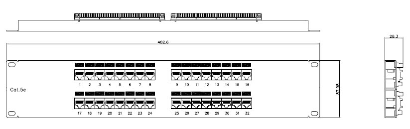 Патч-панель категории 5e, PP2-19-32-8P8C-C5e-110D Hyperline