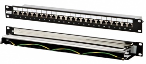 Экранированная патч-панель Hyperline 24 порта RJ-45 (PP3-19-24-8P8C-C5E-SH-110D)