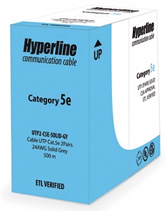 Кабель витая пара Hyperline UUTP2-C5-S24-IN-PVC-GY-500