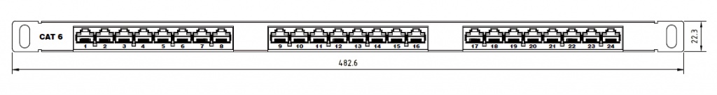 Патч-панель 24 порта RJ-45, категория 6 , высокой плотности 19" 0,5U PPHD-19-24-8P8C-C6-110D Hyperline