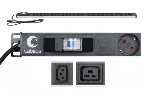 Блоки силовых розеток Cabeus PDU-16-14C13-10C19-B-C14