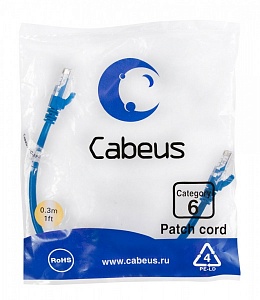 Патч-корд Cabeus PC-UTP-RJ45-Cat.6-0.3m-BL синий