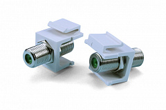 Hyperline KJ1-FCON-3G-N-WH Вставка формата Keystone Jack с проходным адаптером F-типа, nickel plated