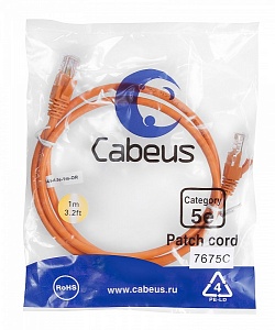 Патч-корд Cabeus PC-UTP-RJ45-Cat.5e-1m-OR оранжевый