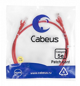 Патч-корд Cabeus PC-UTP-RJ45-Cat.5e-1m-RD красный