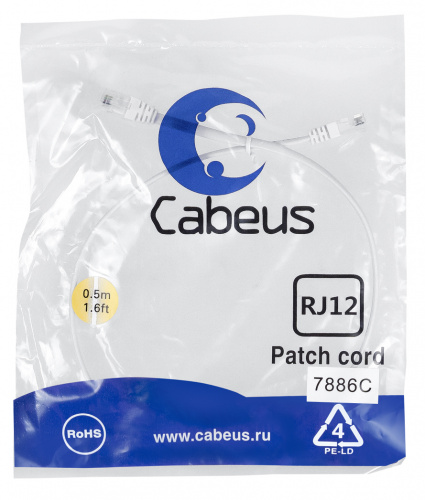 Патч-корды Cabeus PC-TEL-RJ12-0.5m