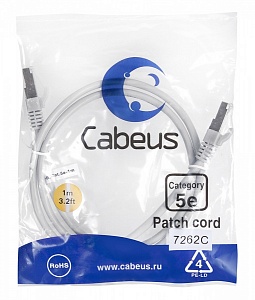 Патч-корд Cabeus PC-FTP-RJ45-Cat.5e-1m серый