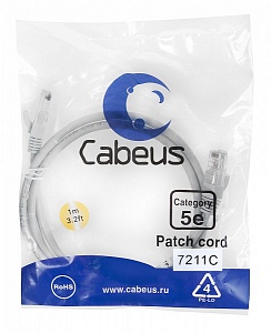 Патч-корд Cabeus PC-UTP-RJ45-Cat.5e-1m серый