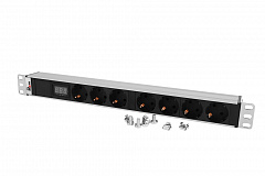 Rem R-32-7S-Am-440-K Блок розеток Rem-32 с амперметром 7 Schuko, 32А, алюминиевый корпус, 19
