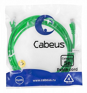 Патч-корд Cabeus PC-UTP-RJ45-Cat.5e-3m-GN зеленый