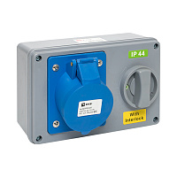 EKF ps-1423-32-220 Розетка с блокировкой и выключателем 1423 2Р+РЕ 32А 220В IP44