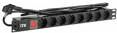 ITK PH12-8D1-P PDU 8 розеток немецкий стандарт с выключателем 1U кабель 2м