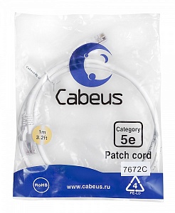 Патч-корд Cabeus PC-UTP-RJ45-Cat.5e-1m-WH белый