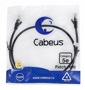 Патч-корд Cabeus PC-UTP-RJ45-Cat.5e-1m-BK  черный