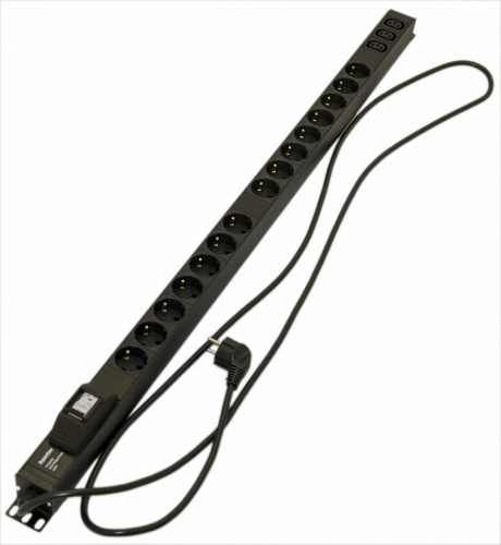 Блоки силовых розеток Hyperline SHE-15SH-3IEC-B-2.5EU