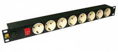 LANMASTER LAN-EP19-8P/S-1.8M Блок розеток 8 шт. с заземлением, 19