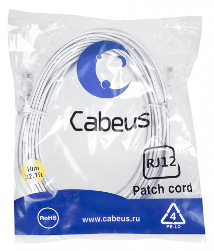 Патч-корды Cabeus PC-TEL-RJ12-10m