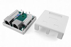 Hyperline SB1-2-8P8C-C5e-SH-WH Розетка компьютерная RJ-45(8P8C), категория 5e, экранированная, двойн