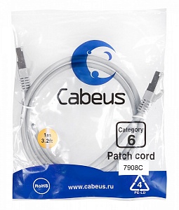 Патч-корд Cabeus PC-FTP-RJ45-Cat.6-1m-LSZH серый