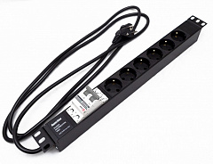 Hyperline SHE19-6SH-B-2.5EU Блок розеток для 19