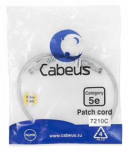 Патч-корд Cabeus PC-UTP-RJ45-Cat.5e-0.5m серый