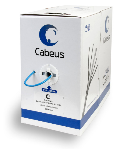 Кабель витая пара Cabeus UTP-4P-Cat.5e-SOLID-BL