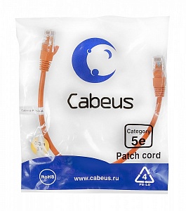 Патч-корд Cabeus PC-UTP-RJ45-Cat.5e-0.3m-OR оранжевый