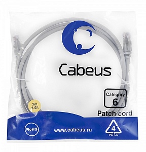 Патч-корд Cabeus PC-UTP-RJ45-Cat.6-2m серый