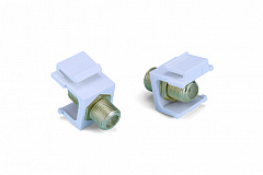 Hyperline KJ1-FCON-G-WH Вставка формата Keystone Jack с проходным адаптером F-типа, gold plated, ROH