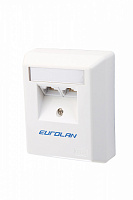 Eurolan 12D-U5-02WT Настенная розетка 2-портовая, категории 5e, UTP, 2xRJ45, угловая, белая