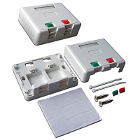 LANMASTER LAN-SA2/S-WH Коробка настенная на 2 кейстоуна, с защитными шторками, белая