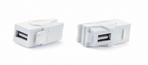 Модуль Keystone Jack Hyperline KJ1-USB-VA2-WH с проходным адаптером USB 2.0 (Type A), 90 градусов