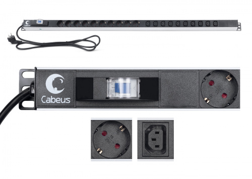 Блоки силовых розеток Cabeus PDU-16-10S-10C13-B