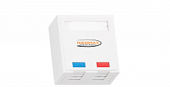 NIKOMAX NMC-MB2P-ST-WT Корпус настенной розетки, 2 порта, под модули-вставки типа Keystone, со шторк