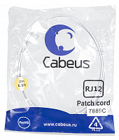Cabeus PC-TEL-RJ12-2m Патч-корд телефонный 2x6p4c, pvc, 2 м, белый