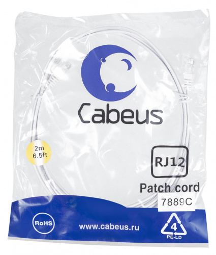 Патч-корды Cabeus PC-TEL-RJ12-2m