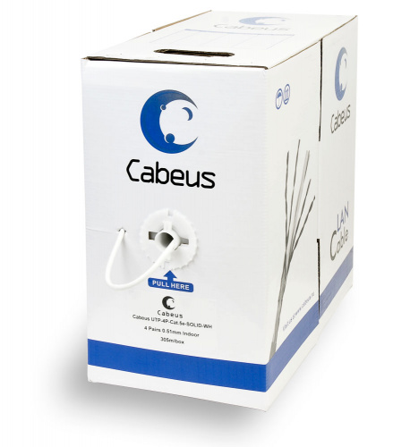 Кабель витая пара Cabeus UTP-4P-Cat.5e-SOLID-WH