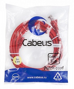 Патч-корд Cabeus PC-UTP-RJ45-Cat.5e-3m-RD красный