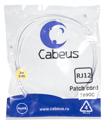 Патч-корды Cabeus PC-TEL-RJ12-3m