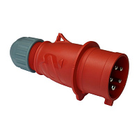 LANMASTER LAN-IEC-309-32A3P/M Вилка IEC 309 трехфазная, 32A, 380V, разборная, красная