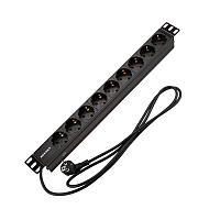 REXANT 04-0105-1 Блок распределения питания PDU горизонтальный 1U 9 розеток СЕЕ 7/4 Schuko 16A