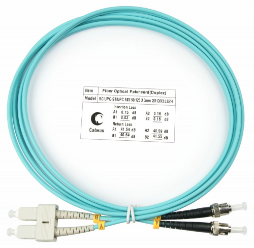 Патч-корды оптические Cabeus FOP-50-SC-ST-2m