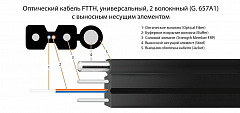 TELCORD FK-FTTH-S-9A1-2-HFFR-BK Оптический кабель с выносным несущим элементом SM(G.657A1) 2 волокна