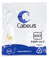 Cabeus PC-TEL-RJ12-1m Патч-корд телефонный 2x6p4c, pvc, 1 м, белый