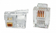 Hyperline PLUG-6P4C-P-C2-100 Телефонный разъем RJ-12(6P4C) (3 µ
