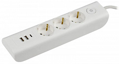 IEK WYP12-16-03-02-ZKU-K01 MODERN Удлинитель У03В с/з 2м 3х1мм2 16А/250В USBх3 бел.