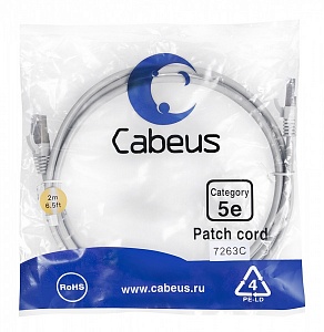 Патч-корд Cabeus PC-FTP-RJ45-Cat.5e-2m серый
