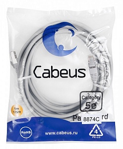 Патч-корд Cabeus PC-FTP-RJ45-Cat.5e-5m-LSZH серый
